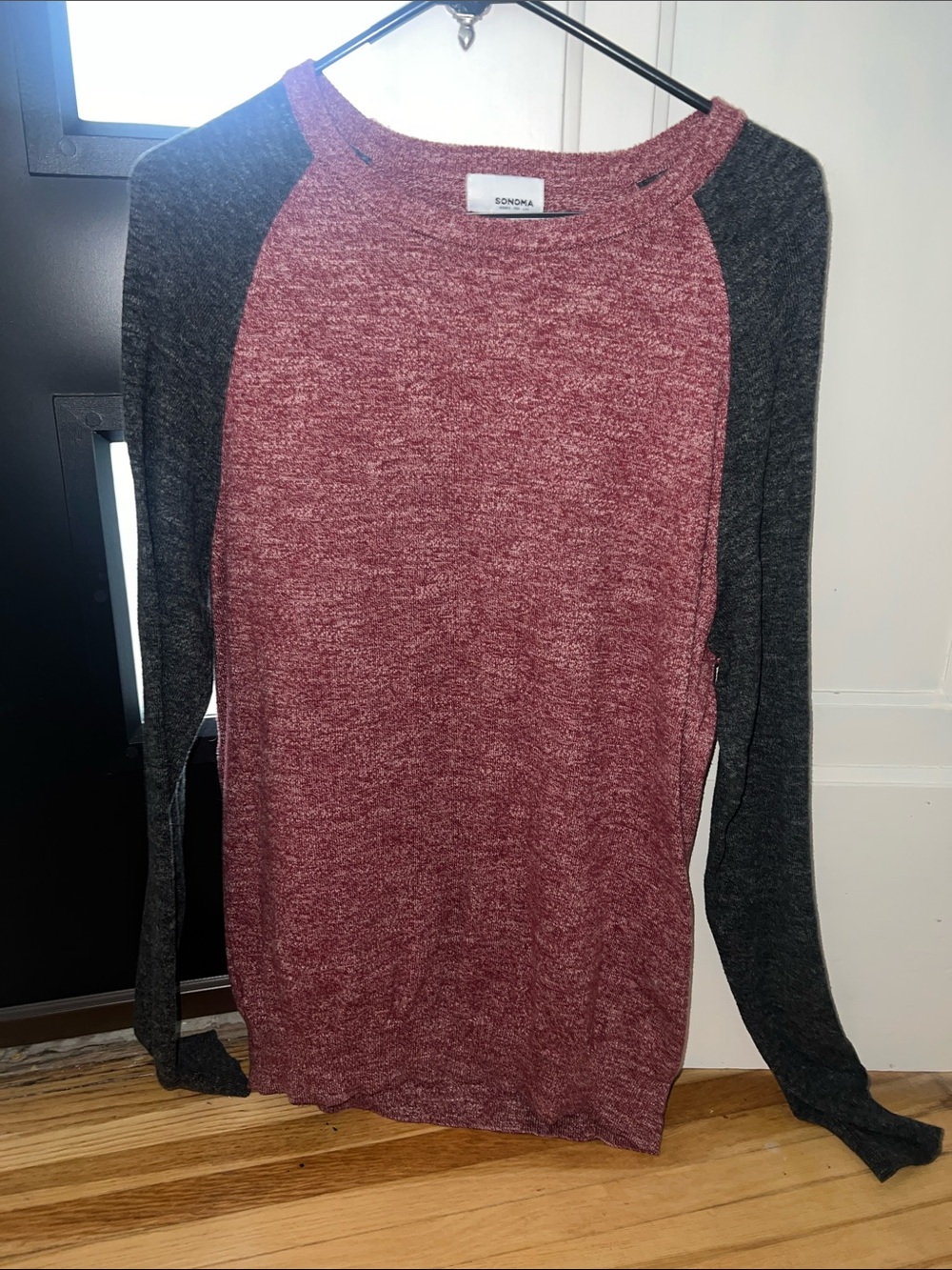 Sonoma Marled Burgundy Body with Charcoal Raglan Sleeves Sweatshirt